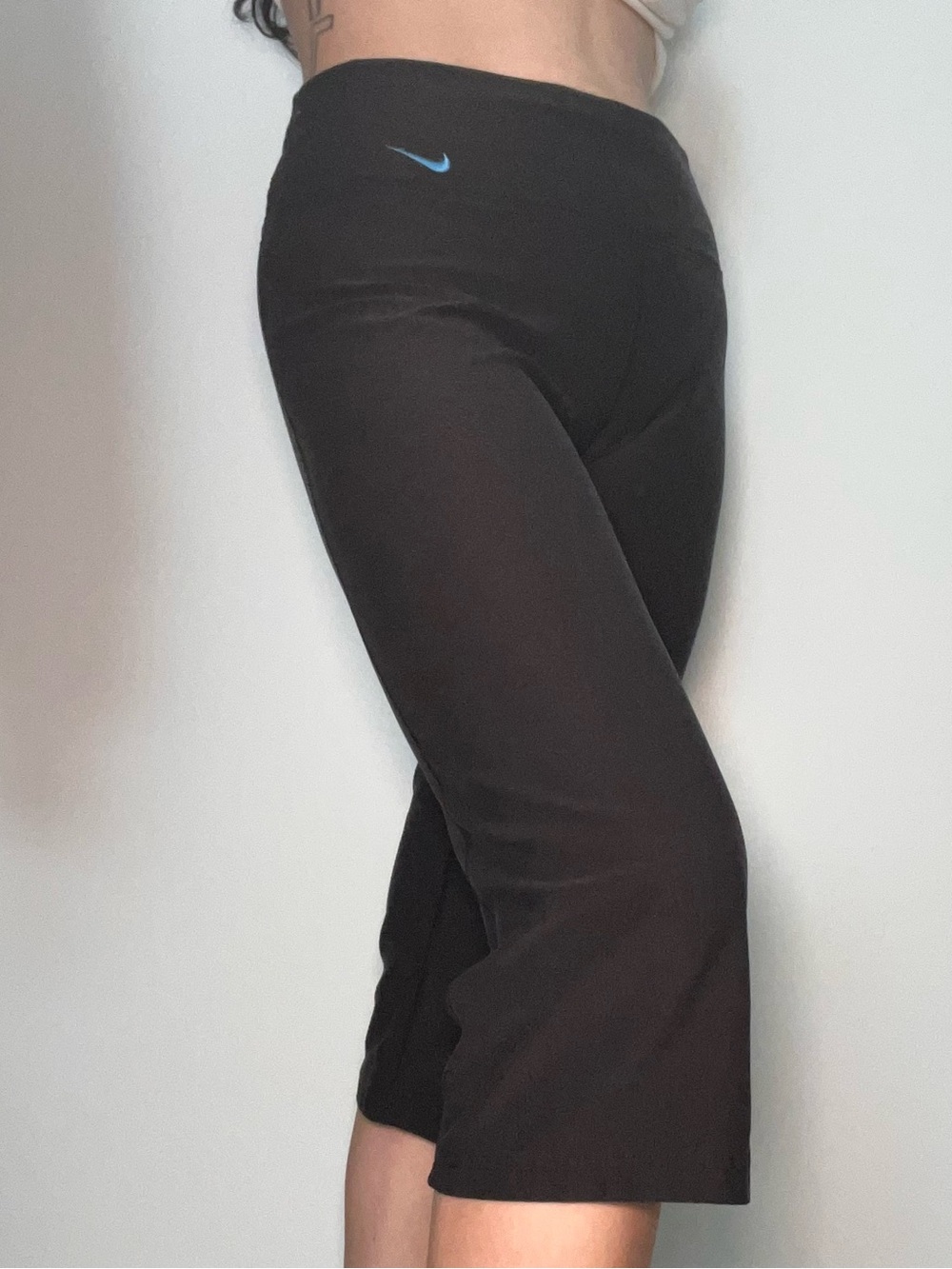 Nike Black Cropped Capris with Blue Swoosh